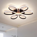 Modern LED Ceiling Light Fixture Black Flush Mount Ceiling Lamp with Remote Control Dimmable 6 Rings Flower Shaped Ideal for Living Room Bedroom Dining Room Kitchen(60CM/23.6IN)