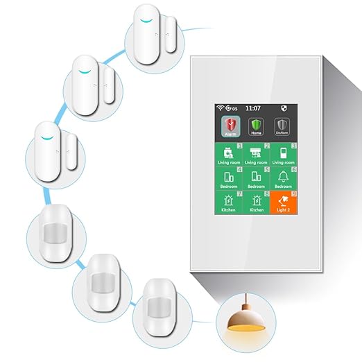 LANBON L8 LCD Alarm Smart Switch, Smart Home Security & Light Control Switch,Indoor Alarm System for Home Security,DIY Door/Window Alarm with APP No Subscription-7 Pieces Kit,Need Neutral Wire,L8-HAK