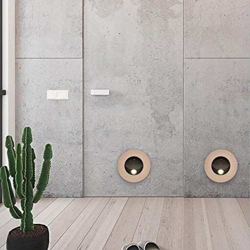 3W LED Wall Recessed Step Stair Lighting Bedside Reading Light Fixture Hidden On/Off Switch Adjustable Warm White Coffee Circle