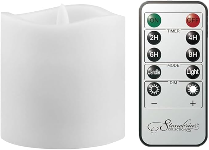 Stonebriar 6 Count White Real Wax 3x3 Flameless LED Pillar Candles with Remote and Timer
