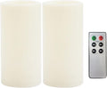 CANDLE CHOICE Outdoor Battery Operated Flameless Candles with Remote Timer Waterproof Flickering Plastic Electric LED Pillar Lights for Lantern Patio Garden Wedding Party Decorations D3”xH6” 2 PCS