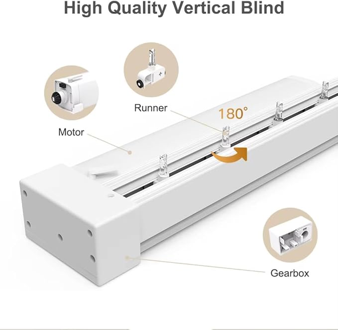 Smart WiFi Motorized Vertical Blind Motor Track Kit for Sliding Glass Doors, 2.5N.m Heavy Duty Electric Curtain Rail, Compatible with Alexa & Google Home (2.5 Meters (98.4 inches))