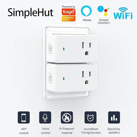 Compact Smart Plug, Works with Alexa & Google Assistant, Smart Life App & Voice Control, Energy Monitoring, Timer Scheduling, No Hub Required, App Remote Control, 2.4 GHz WiFi Outlet, 4-Pack