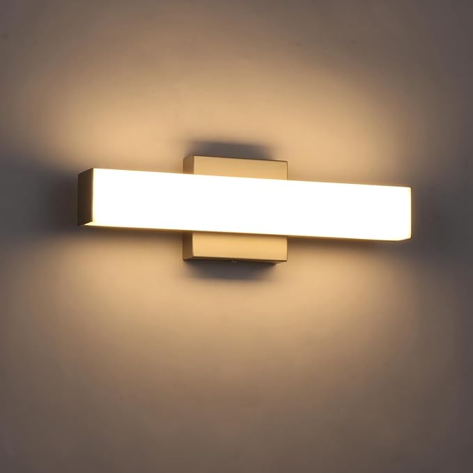Brushed Nickel LED Vanity Lights for Bathroom 15.7inch Modern Bath Light Fixture Over Mirror 3 Color Temperature Adjustable 18W Anti-Fog Lighting for Bathroom, Dressing Table, Dressing Room