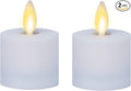 Luminara Moving Flame LED Flameless Tealight (1.4" x 2") Remote Ready Battery Operated Plastic LED Flameless Tea Light - Smooth Matte - Pearl Ivory (2-Pack White)