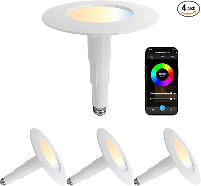 Jolux Smart LED Recessed Lighting 6 Inch RGBCW Color Changing, 12W 800LM LED Downlight, Alexa Google Assistant Compatible, 4Pack