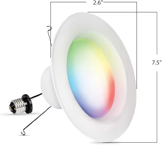Feit Electric Smart Recessed Downlights, 5-6 Inch, Wi-Fi LED, Dimmable Color-Changing, 1000 Lumens, 11.1W (75W Equivalent), Voice & App Control, Daylight to Soft White, 50,000 Hour Lifespan