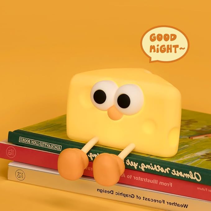 Led Cute Cheese Night Light, Dimmable Nursery Kawaii Lamps, Super Squishy Silicone USB Rechargeable Touch Control Night Lamp for Kids Adults, Used for Camping Party Room Decor (Cheese)
