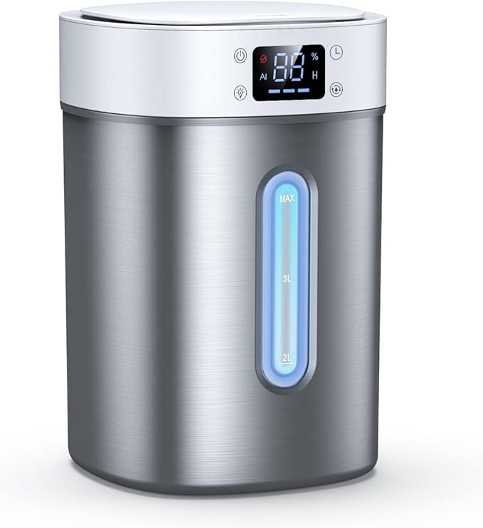 Stainless Steel Humidifier for Bedroom & Large Room,4L Easy to Clean Cool Mist Humidifier, Mold Free & Dishwasher Safe Water Tank, Essential Oil Diffuser for Baby Nursery, Plants, Home