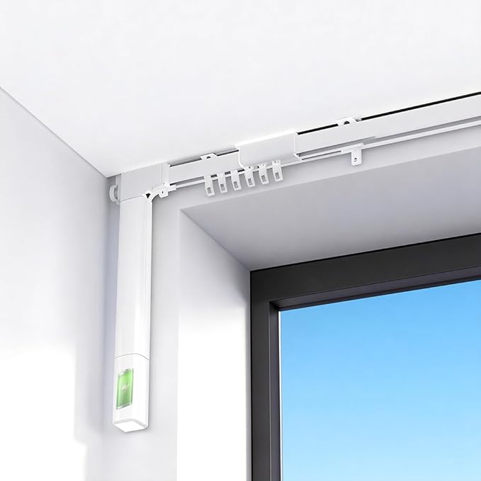 Automatic Curtain Opener, Pre-Assembled Motorized Curtains Track System with Remote, Matter Over Thread Smart Curtains, 2200mAh Rechargeable Battery, App/Voice Control (3.0 meters (118.1 inches))