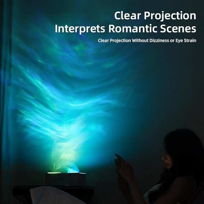 Essential Oil Diffuser, Flame Oil Diffuser - Aromatherapy Aroma Humidifier, Ripple Projection Vibe Remote Control - Perfect for Bedroom Home Office (150ml Ripple Flame, Black)