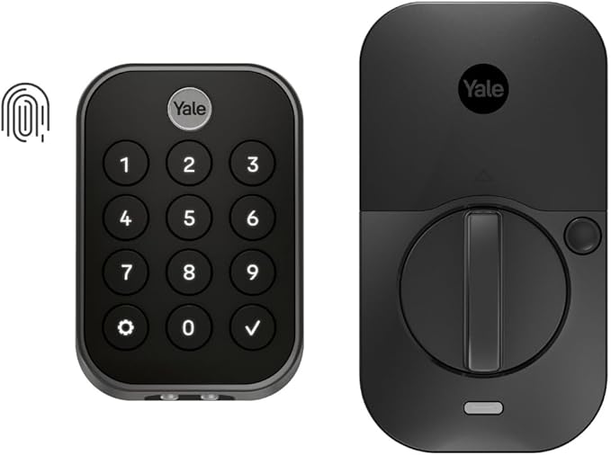 Yale Assure Lock 2 Touch Deadbolt, Black Suede Key-Free Smart Entry Door Lock with Bluetooth Connected Keypad and Fingerprint Scanner for Code Entry (No Wi-Fi), YRD430-F-BLE-BSP