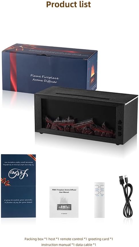 Flame Aroma Humidifier, 300ml Essential Oil Diffuser with Fire Effect Night Light & Remote Control, Ultrasonic Cool Mist Air Humidifier for Home, 7 Color LED, Auto Shut-Off, Gift Set Included