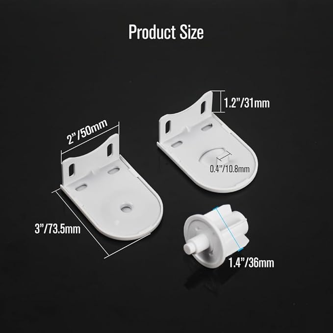Rollerhouse 38/40mm Roller Blind Repair Kit, Mount Window Shade Brackets, Curtain Roller Blind Accessories for Electric Blinds with 1 1/2" Tube, 1 Pair, White