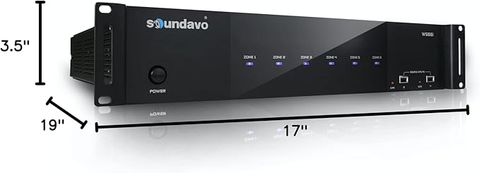 WS66i 6 Zone Amplifier – 100W per Zone Whole House Audio System, 6 Source x 6 Zone App Controlled Multi-Room Amplifier for Ceiling Speakers, AirPlay, Spotify Connect, USB, DLNA