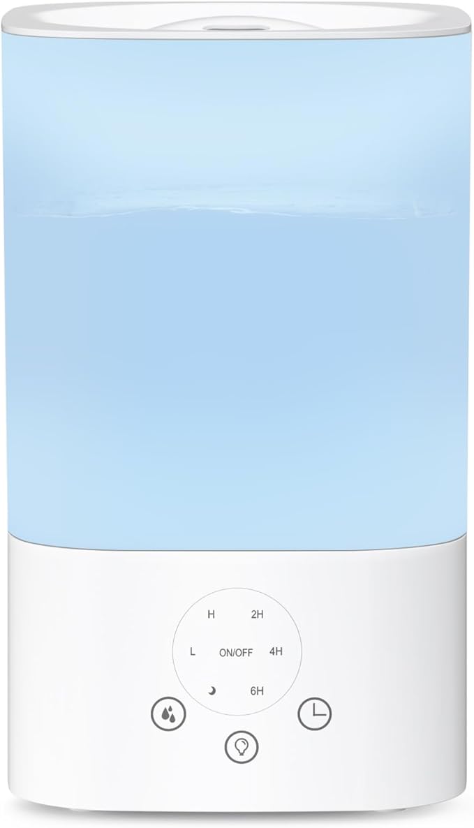 ZAFRO 3.2L Comfort Humidifier for Bedroom, 7 Color LED Night Light, Top Fill Design & Multiple Mist Levels, 24 dB Quiet Ultrasonic Comfort Humidifiers, White, Touch Control
