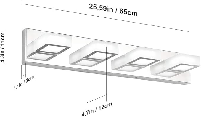 Ralbay LED Modern Vanity Light Bathroom Vanity Lights Over Mirror Acrylic Bathroom Wall Light Fixtures Cool White 6000K