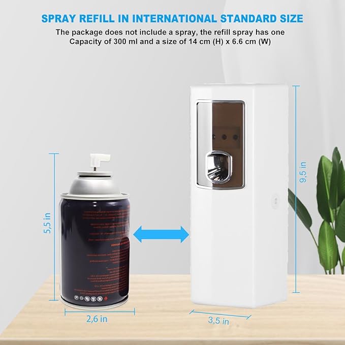 Automatic Air Freshener Dispenser Wall Mount/Free Standing Commercial ABS Auto Air Freshener Dispenser Programmable Aerosol Spray Perfume Dispenser for Home Room Office Bathroom