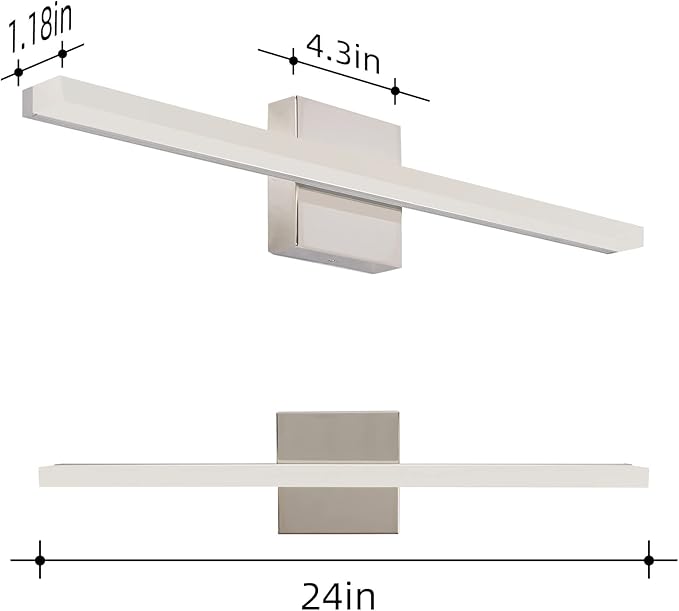 Modern LED Vanity Lights for Bathroom 24IN 14W Daylight White Chrome Light Fixtures Bathroom Lights Over Mirror Vanity Lighting Fixtures Vanity Light