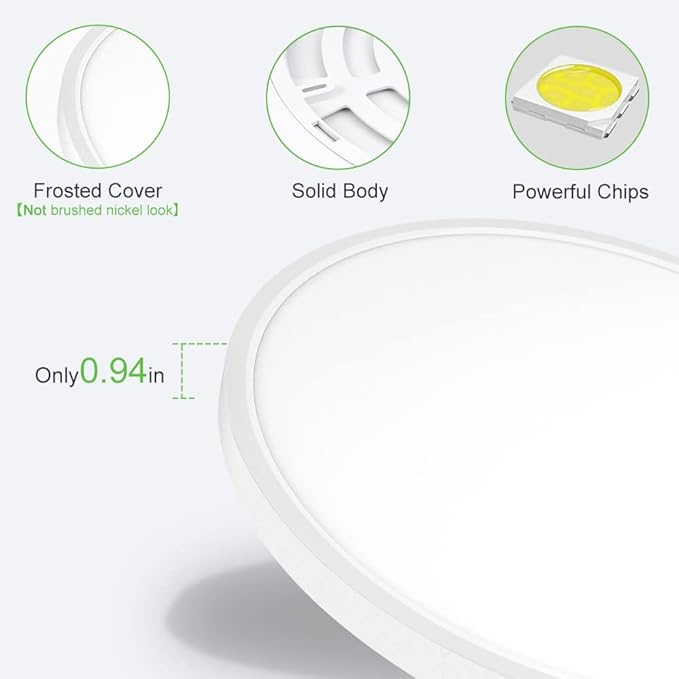 LightingWill 24 Inch LED Flush Mount Ceiling Light Fixture, 5000K Daylight White, 5600LM, 45W, Flat Modern Round Lighting Fixture, 400W Equivalent White Ceiling Lamp for Kitchens, Bedrooms.etc.