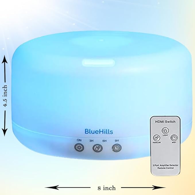 BlueHills Premium Set of Two Large 1000 ML and 2000 ML XL Essential Oil Diffusers Humidifier Combo for Large Room Home with Décor LED Lights Great Gift – Value Pack of Dark Wood Grain