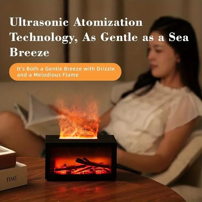 Fireplace Flame Air Diffuser Humidifier,7 Colors Aromatherapy Essential Oil Diffuser,Ultrasonic Aroma Humidifier with Timer 3D Fireplace-Style Humidifier for Home,Bedroom,Office,Yoga, Auto-Off