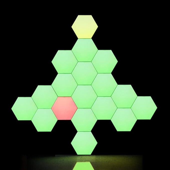 Yescom APP Control Hexagon Lights 11 Pack Table Lamp with 4 Expansion Panels Music Sync Smart WiFi Bedroom Gaming Room Compatible with Alexa & Google