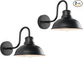 Outdoor Gooseneck Barn Light Outdoor Wall Sconce 8 Inch Farmhouse Exterior Wall Mount Light Vintage Fixture Industrial Matte Black Lantern for Porch, Entryway, Patio（2 Pack）