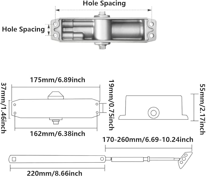 Door Closer Automatic Adjustable Spring Hydraulic Door Closer Heavy Duty Auto Closer for Residential and Commercial Doors