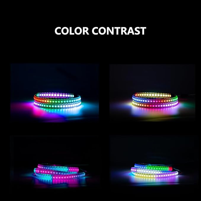 WS2812B LED Strip Individually Addressable Light 144Pixels/m SMD 5050 RGB Pixel Strip DC5V, 3.2FT 144LED IP30, White PCB LED Strip with WS2812B Controller (USB)