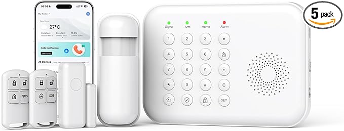 Alarm System for Home Security,WiFi+GSM/4G Instant App Alerts Smart Wireless Door & Window Alarms for Home,Remote or Smart Life/Tuya APP Control,Compatible with Alexa or Google Easy to Install
