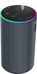 Waterless Essential Oil Diffuser, 7 Colors LED Light, Battery Powered Mini Scent Air Machine, Aromatherapy Mist Diffuser for Home Room Car Office，Black Aluminum Alloy (Grey)