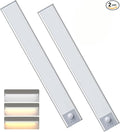 2 Pack 11.8" Motion Sensor Cabinet Light, Under Cabinet Lighting with 4 Modes (Auto Night/Day/Always On/Off), 3 CCT & Stepless Dimming, USB Type-C Charging, for Kitchen, Stairs
