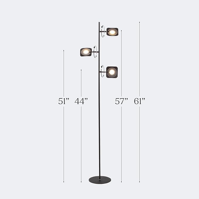 Brightech Tree Floor Lamp for Living Rooms & Offices, Dimmable Standing Lamp for Bedroom Reading, LED Spotlight Floor Lamp, Tall Lamp with Adjustable Panels for Minimal Space Use - Bronze