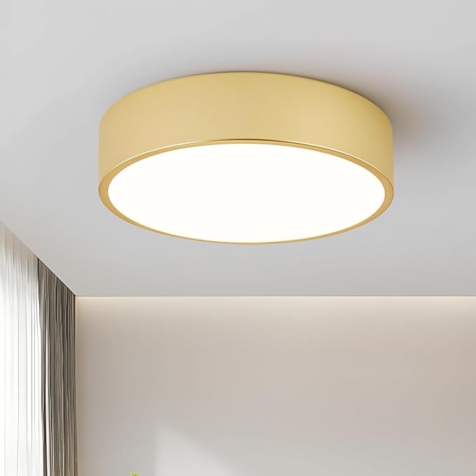 Dimmable LED Ceiling Light, 5CCT Modern Round Close to Ceiling Lighting Fixtures, Minimalist Gold Ceiling Lamp for Bedroom, Hallway, Laundry Room,11.8 inch