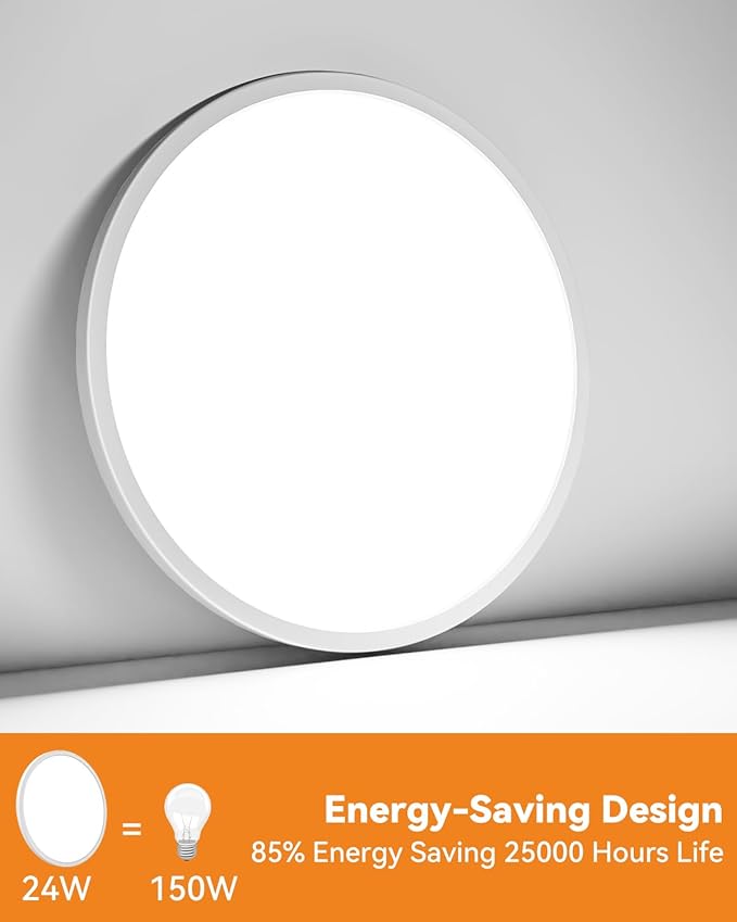 1Pack LED Flush Mount Ceiling Light Fixture, 9 Inch Light Fixture, 3000K-4000K-6500K Round Flat Bedroom Lights, Closet Round Surface for Bathroom Laundry Bedroom Hallway