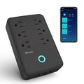 GHome Smart Plug Outlet Extender, Smart Power Strip Surge Protector with 3 Individually Controlled WiFi Outlets and 3 USB Ports, Smart Plugs That Works with Alexa Google Home, 15A/1800W, Black