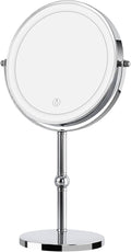 Lighted Makeup Mirror with Brighter Lights,1x/10xTrue HD Magnifying Tabletop Vanity Mirror with Touch Control, 360°Rechargeable Double Sided Mirror with 3 Colors Dimmable Lights