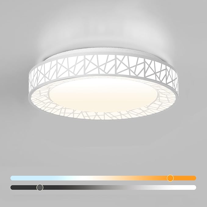 16 Inch Flush Mount Ceiling Light, Modern White LED Ceiling Light Fixture, 28W 2800LM 2700-6500K Adjustable, Dimmable Ceiling Lights for Bedroom, Kitchen, Hallway, Bathroom, ETL