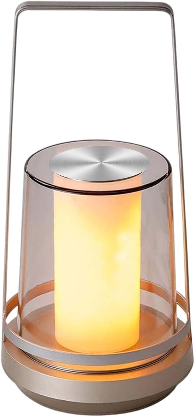Gold Decorative Table Lamp with Elegant Light Effects - Rechargeable Touch Lamp, Tap for Romantic Flame & Sparkle, Luxury Ambient Light for Living Room, Dining, Wedding Gift