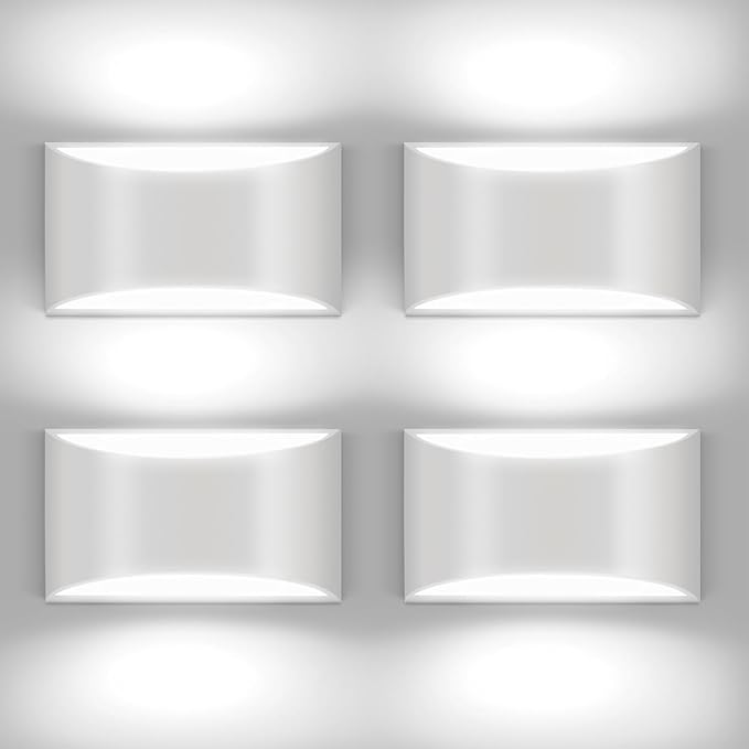 4 Pack White LED Wall Sconce Hardwired Indoor Wall Lights Up and Down Wall Mount Light for Living Room Bedroom Corridor Hallway Conservatory Cool White 6000K(with G9 Bulbs)