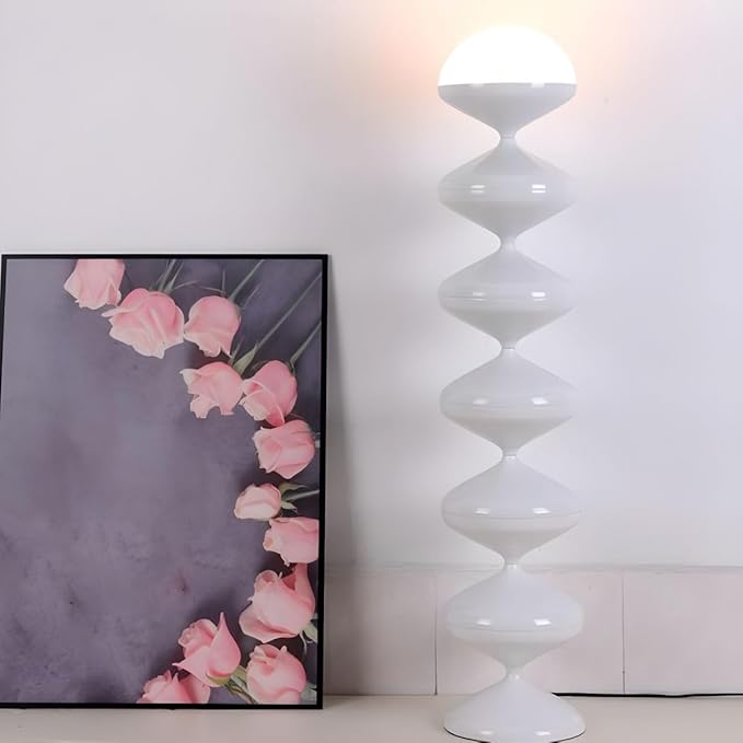 CraftThink Modern Floor Lamp, 47-Inch Height Corner Lamp with Acrylic Bowl Shade, Tall Lamp Standing Lamp with Foot Switch for Bedroom Reading Living Room, Bulb Included (White, Warm Light)