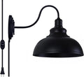 Lightess Dimmable Wall Sconce Plug in, Industrial Farmhouse Sconce with Dimmer On Off Switch, Black Barn Light Gooseneck Light Fixture, OLB11