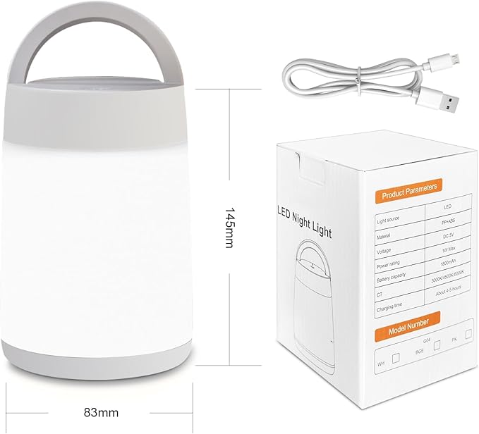 Nursery Night Light for Baby, Portable LED Touch Night Lamp for Kids and Adult, Breastfeeding, Sleep Aid, USB Rechargeable Nursing Lamp, Bedside Dimmable Warm Night Light(with remote control)