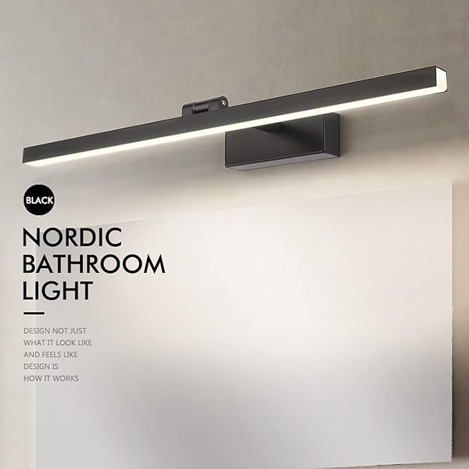 Vanity Lighting Simple Led Mirror Front Light Nordic Creative Personality Moisture-Proof Anti-Fog Toilet Bathroom Dressing Table Makeup Lights Black Bath Lights(90 (Warm Light 71CM)