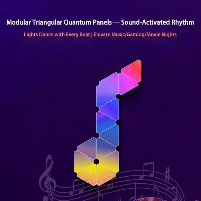 LED Triangle Wall Lights 12-Pack, WiFi App/Voice Control with Music Sync, 16M Colors RGB Gaming Room Decor for Bedroom, Party, Streaming Background