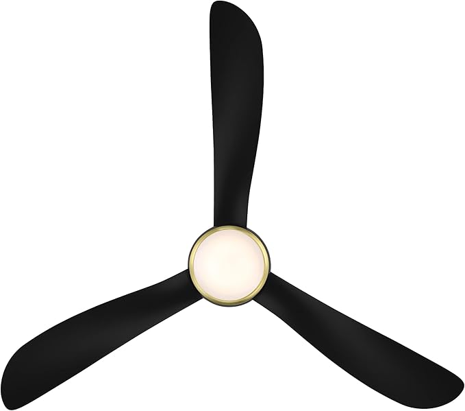 Corona Smart Indoor and Outdoor 3-Blade Flush Mount Ceiling Fan 52in Satin Brass Black 2700K LED Light Kit and Remote Control works with Alexa, Google Assistant, Samsung Things, and iOS or Android App