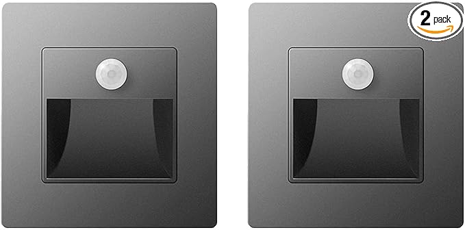 2 Pack LED Motion Sensor Night Light Infrared Human Body Induction Lamp, Recessed Stair Lights Indoor, Night for Hallway, Stairway, Bathroom, Bedroom, Kitchen