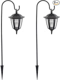 MAGGIFT 34 Inch Hanging Solar Lights, Decorative Garden Lanterns with 2 Shepherd Hooks, Solar Powered Coach Lights, Warm White LED Outdoor Lighting for Landscape, Yard, Pathway and Patio, 2 Pack