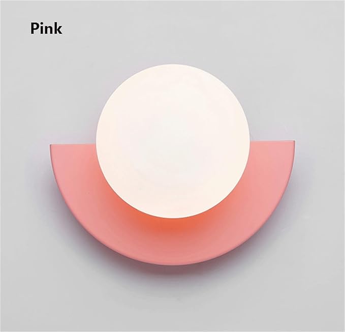 Bedside LED Macaron Room Wall Lamp Minimalist LivingRoom Background Decoration Sconce Colorful Lighting(Pink)